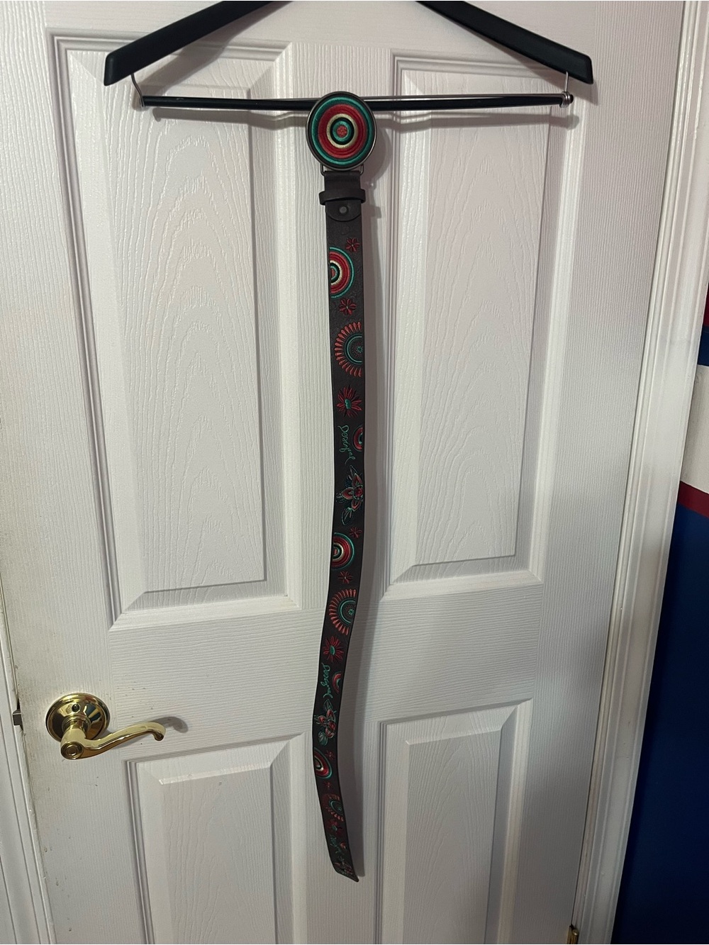 Desigual women’s brown intricate unique colorful embroidered belt - Picture 7 of 7
